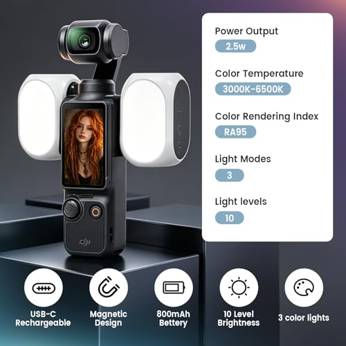 2 Pack Magnetic Selfie Fill Light Compatible for DJI Osmo Pocket 3
