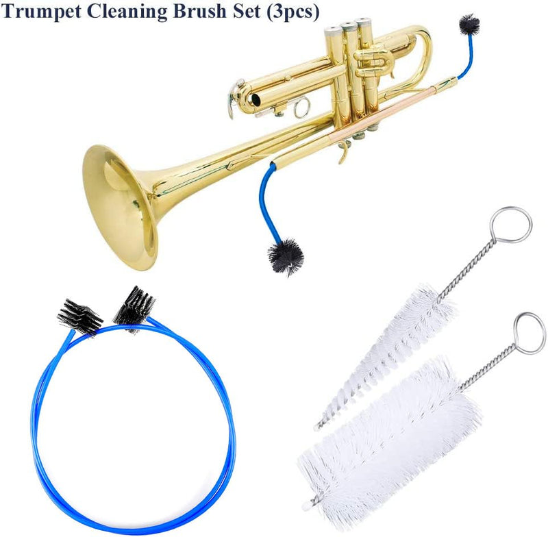 5pcs Trumpet Cleaning Care Kit Portable Trumpet Stand Holder and Mute, Mouthpiece Valve Brush, Flexible Brush Trumpet Wind Instrument Accessory