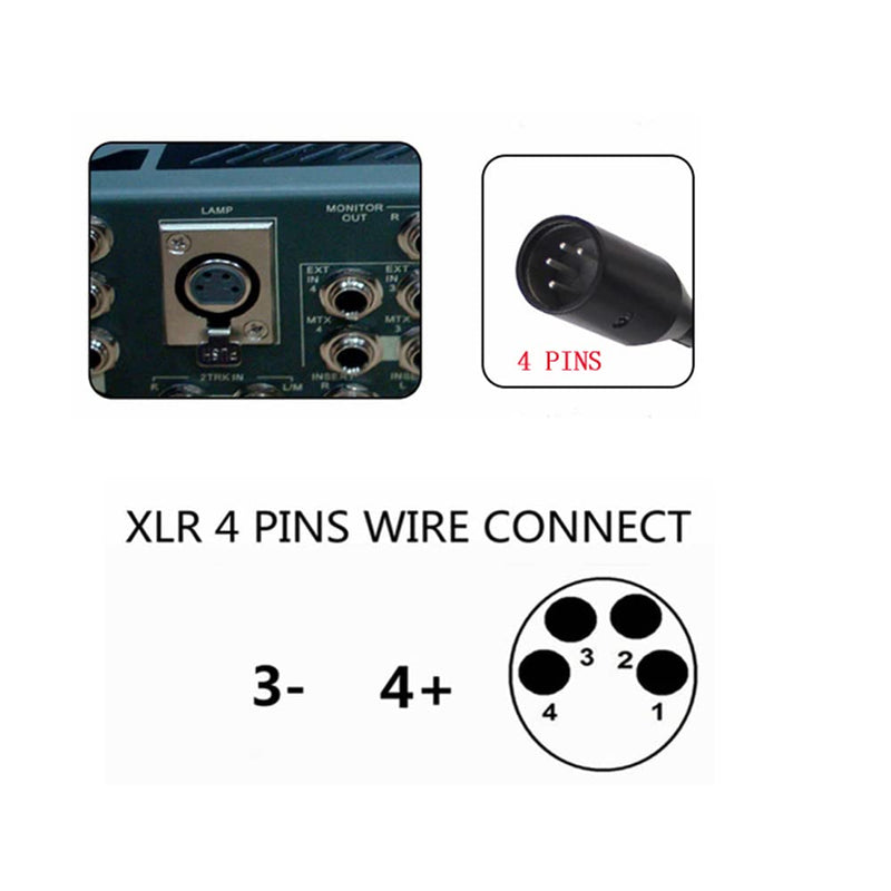 24 inch 2 watt Right Angle XLR 4PIN LED Mixer gooseneck lamp for Yamaha BEHRINGER Allen&Heath Mixer (XLR 4Pin Port)
