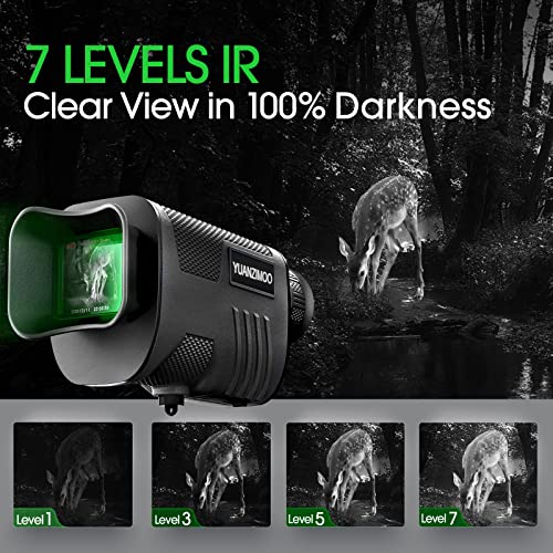 Upgraded Night Vision Monocular Digital Infrared Monocular Telescope for 100% Darkness with 8X Zoom 2000mAh Rechargeable Battery Tripod 32 GB SD Card & Card Reader, for Adult Hunting Camping Black