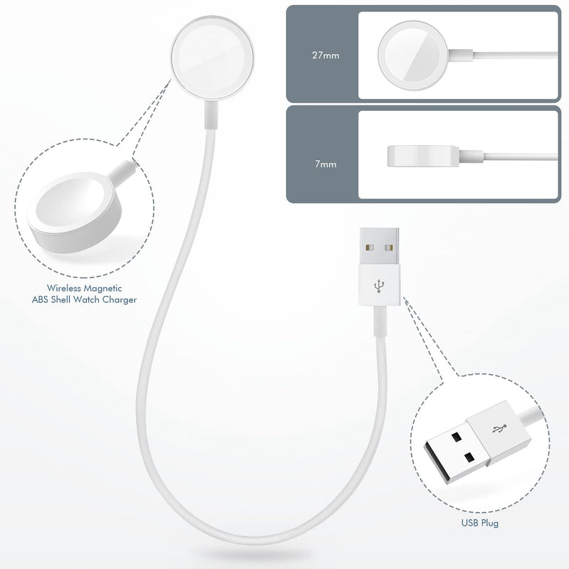 Watch Charger for Apple Watch Charger, 0.3m/1FT Short iWatch USB Wireless Magnetic Portable Charging Cable Cord Compatible with Apple Watch Series 9/8/7/6/SE/5/4/3/2/1
