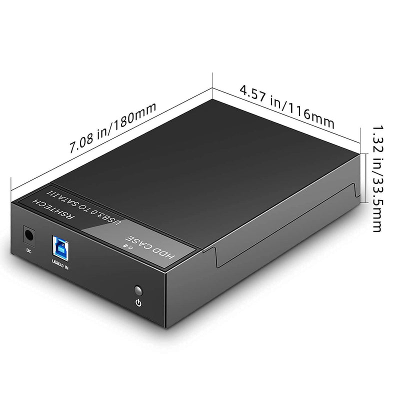 RSHTECH 3.5inch USB 3.0 to SATA External Hard Drive Enclosure+ USB 3.0 Active Extension Cable 32 Feet with 5V 2A Power Adapter