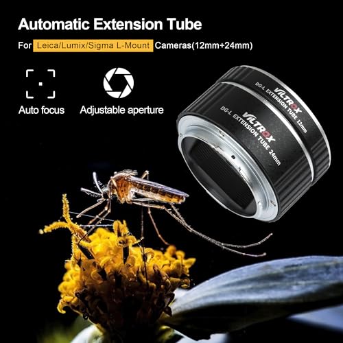VILTROX DG-L Automatic Macro Extension Tube Set Auto-Focus Extender Tube Adapter Ring 12mm,24mm Support TTL and AE for Leica L