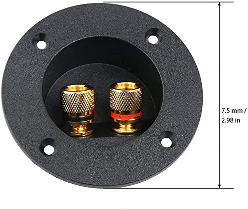 2 Pcs Black 3" Round 2-Way Speaker Box Terminal Binding Post Screw Cup Connector Subwoofer Plug