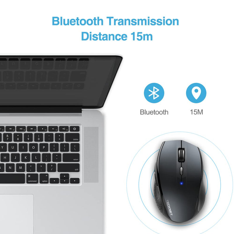 TECKNET Bluetooth Wireless Mouse, 6 Adjustable DPI Levels, 24-Month Battery Life, 6 Buttons Compatible for Ipad Pro/Laptop/Surface Pro/Windows Computer /Chromebook-Grey Grey