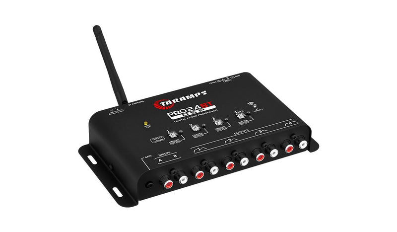 Taramps Pro 2.4 BT Bluetooth DSP Crossover Full, Digital Signal Processor, Car Audio Equalizer with App, Gain up to 9V, 15 Band Graphic Equalization, 12 preset EQ, 2 in and 4 Out, High Level Input