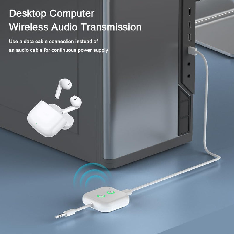 Airplane Bluetooth 5.3 Audio Transmitter Receiver,Supports 2 AirPods or Headphones with All 3.5mm Aux Jacks on Airplanes, Gym Equipment, TVs, & Gaming Consoles ZF-361