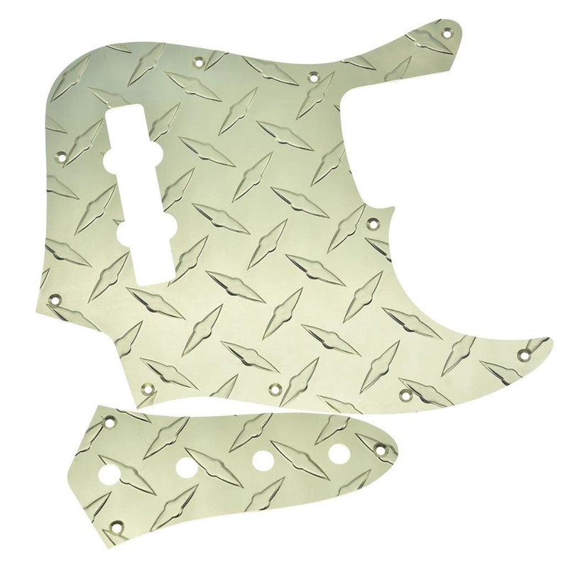 [AUSTRALIA] - KAISH Diamond Plate 4 String Jazz J Bass Pickguard with Metal Aluminum JB Control Plate and Screws for American/Mexican FD Jazz Bass Gold Pickguard and Control Plate Gold-3 