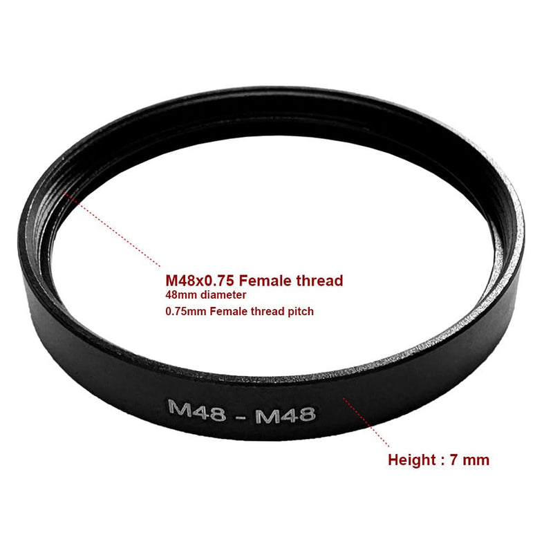 48-48mm 0.75mm Thread Pitch Female to Female Double Dual Inner Thread M48 and M48 mm Lens Ring Adapter