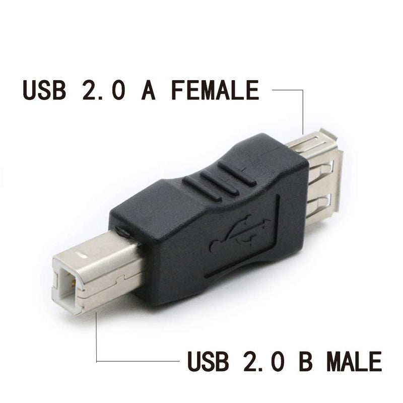 3 Pack USB 2.0 AF/BM Adapter Type A Female to USB B Print Male Adapter Connector Converter Plug