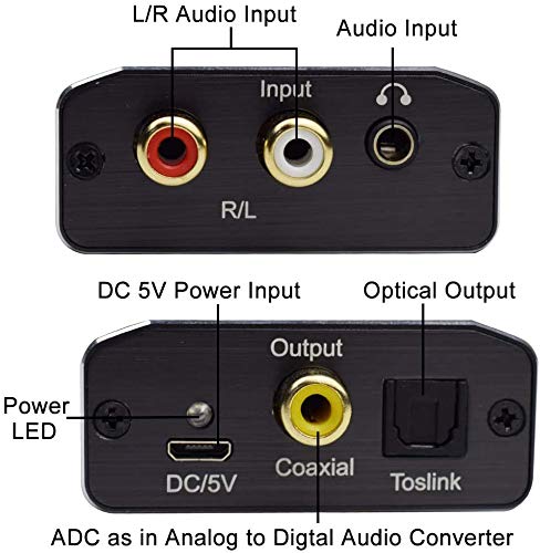 [AUSTRALIA] - Analog to Digital Audio Converter,Hdiwousp Aluminum RCA to Optical with Optical Cable, Stereo L/R and 3.5mm Jack to Digital Toslink Coaxial Audio Adapter Compatible with PS4 Xbox HDTV DVD Headphone 