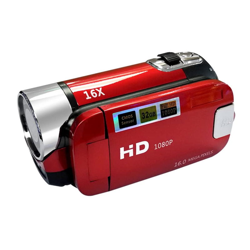 Andoer Portable 1080P High Definition Digital Video Camera DV Camcorder 16MP 2.7 Inch LCD Screen 16X Digital Zoom Built-in Battery Red