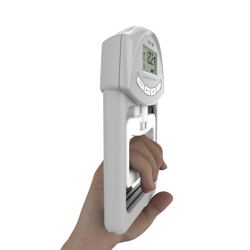 CAMRY Digital Hand Dynamometer Grip Strength Measurement Meter 198Lbs / 90Kgs Auto Capturing Electronic Hand Grip Power Grey & White