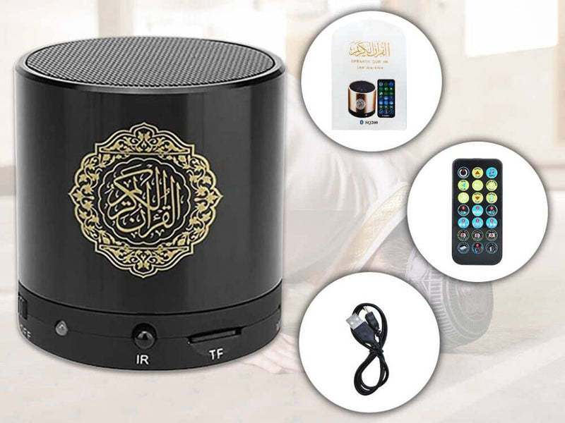 Portable Quran Speaker with Remote Control - MP3 Player, 18 Reciters & 15 Translations (Black)