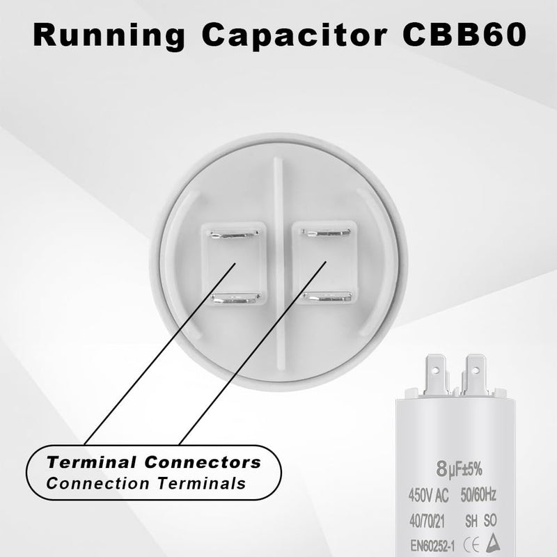 [AUSTRALIA] - OFFCUP Motor Capacitor CBB60 Starting Capacitor 8μF 450V Capacitor 8μF 450V CBB60 Capacitor Plug Suitable for Electric Motors and Swimming Pool Pumps Electric Motor, 50/60Hz 8µF 