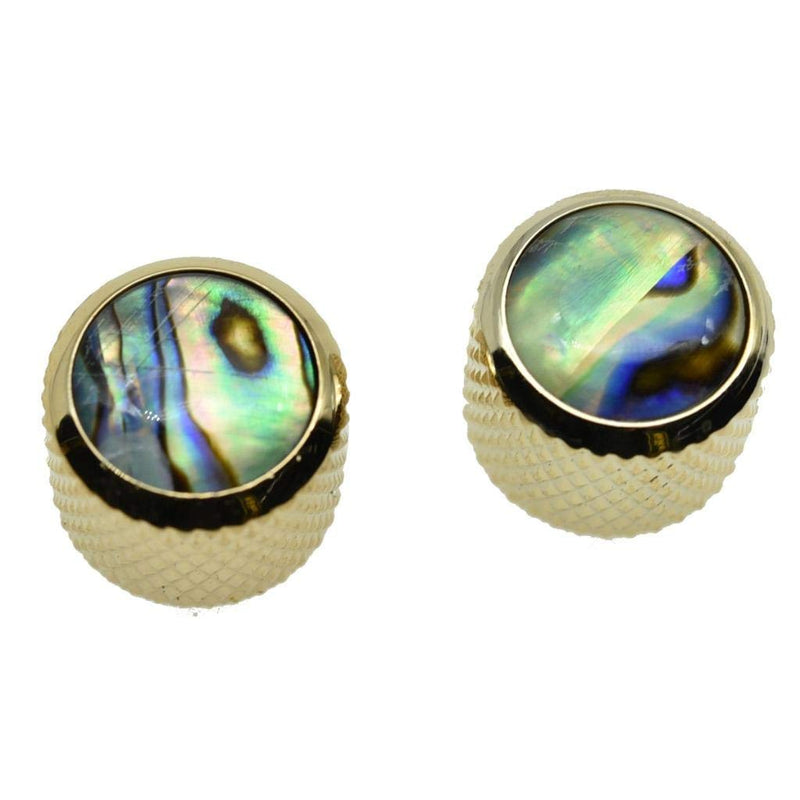 KAISH Gold Large Size 2pcs Push on Fit Abalone Top Dome Knobs Abalone Inserts Import Style Guitar Bass Knobs for Precision P Bass or Tele Guitars