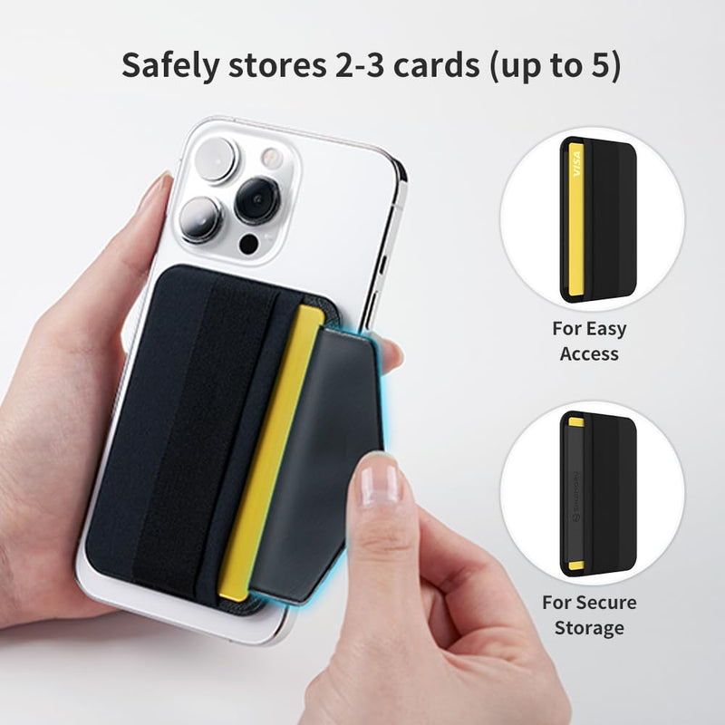 Sinjimoru Magnetic Wallet for iPhone, Magnetic Card Holder with Flap - Anti-slip for Cards, for MagSafe Wallet with Grip, Compatible with iPhone 15/14/13/12 Series. M-Band Black