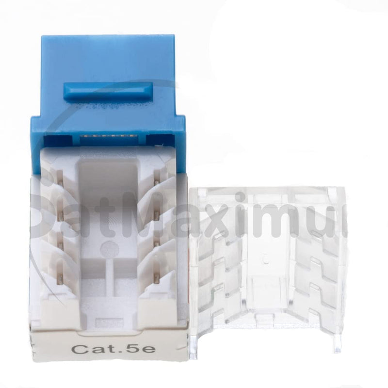 Cat5e Keystone Ethernet Wall Jack Punch Down UTP 45-Degree (Easier Termination Than 90-Degree), RJ45 Slim Profile Speed Termination 45° Angled Blue (50 Pack) 50 PCS