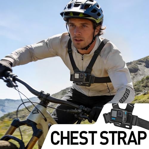 Action Camera Accessories Kit - 5-in-1 Set for GoPro Hero Compatible with All Models Head Strap, Chest Harness, Backpack Clip, 360° Wrist Strap, Storage Bag