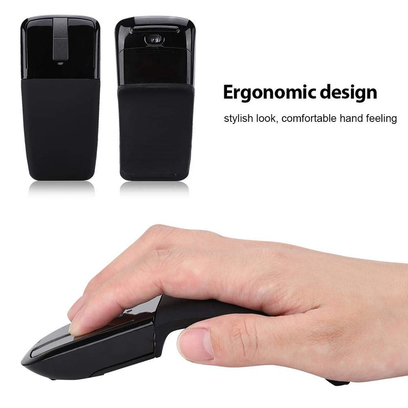 Wireless Bluetooth Mouse 1600DPI Ergonomic Foldable Arc Optical Touch Mouse with USB Receiver Suitable for PC Laptop Notebook Mac