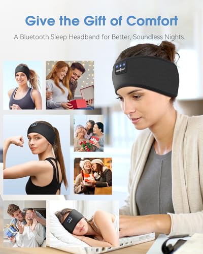 MUSICOZY Sleep Headphones Bluetooth Headband Wireless Music Headband Headphones, Earbuds for Side Sleepers Women Men Workout Running Travel Yoga Cool Gadgets Unique Gift 2 Pcs