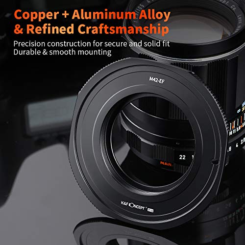 K&F Concept M42 to EOS Adapter, Updated Lens Mount Adapter for M42 Mount Lens to Canon EOS EF EF-S Mount Camera Updated M42-EOS