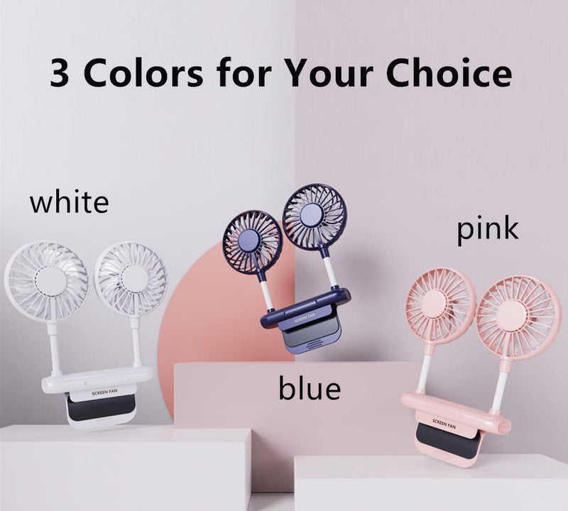 Monitor Fan, THRRLY Desktop Fan with 2 Fan Heads, 3 Speeds 360° Rotatable Office Desk Fan USB Powered Cooling Fan with Sturdy Adjustable Clamp,Strong Wind Quiet Small USB Table Fan for Desktop Laptop. Pink