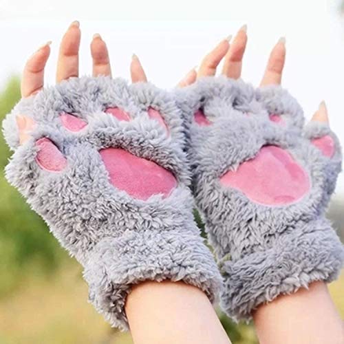 USB 2.0 Powered Stripes Heating Pattern Knitting Wool Cute Heated Paw Gloves Fingerless Hands Warmer 3 Pack Black+gray+white