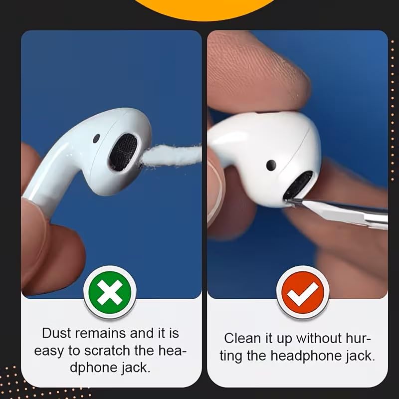 3-in-1 Earbuds Cleaning Pen with Soft Brush – Multifunctional Cleaner Kit for Wireless Earphones, Headphones Charging Box, Computer Keyboard, Phone Ports and Electronics(White) White