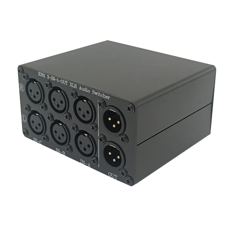 [AUSTRALIA] - 3-Way XLR Stereo Audio Switch box, Balanced Audio Converter, Passive Signal Source Audio Input Selector Switcher splitter box 3 in 1 OUT (X301) 3-IN-1-OUT 