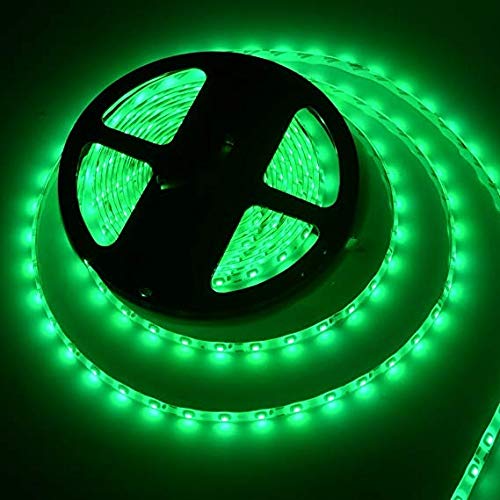 Water-resistance IP65, 12V Waterproof Flexible LED Strip Light, 16.4ft/5m Cuttable LED Light Strips, 300 Units 3528 LEDs Lighting String, LED Tape(Green) power adapter not included 1*16.4ft 3528 Green