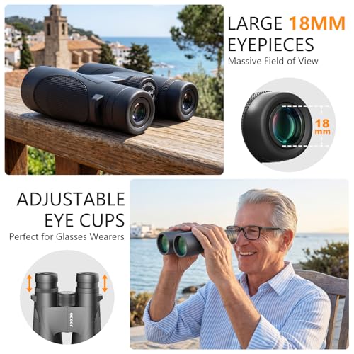 12x50 Binoculars for Adults Cruise Ship Travel Outdoor High Powerd Gift Standard Edition-Black