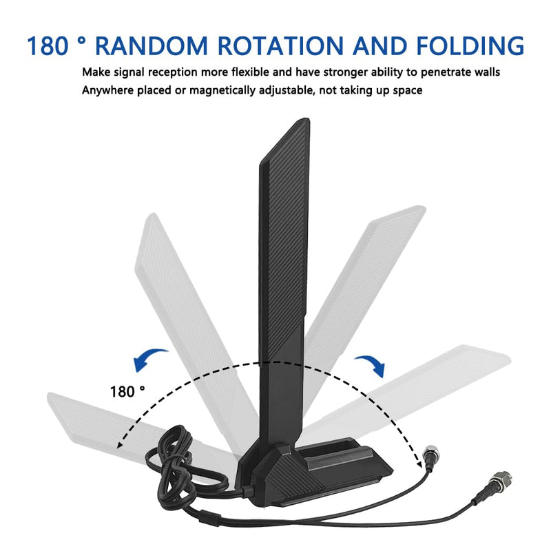 GinTai WiFi 6E Tri-Band Antenna, PC WiFi Antenna 2.4G/5.8G/6GHz 9dBi High | Gain Magnetic Base Folding RP-SMA Antenna, PC Desktop Motherboard WiFi Antenna for NUC and Gaming Network Card
