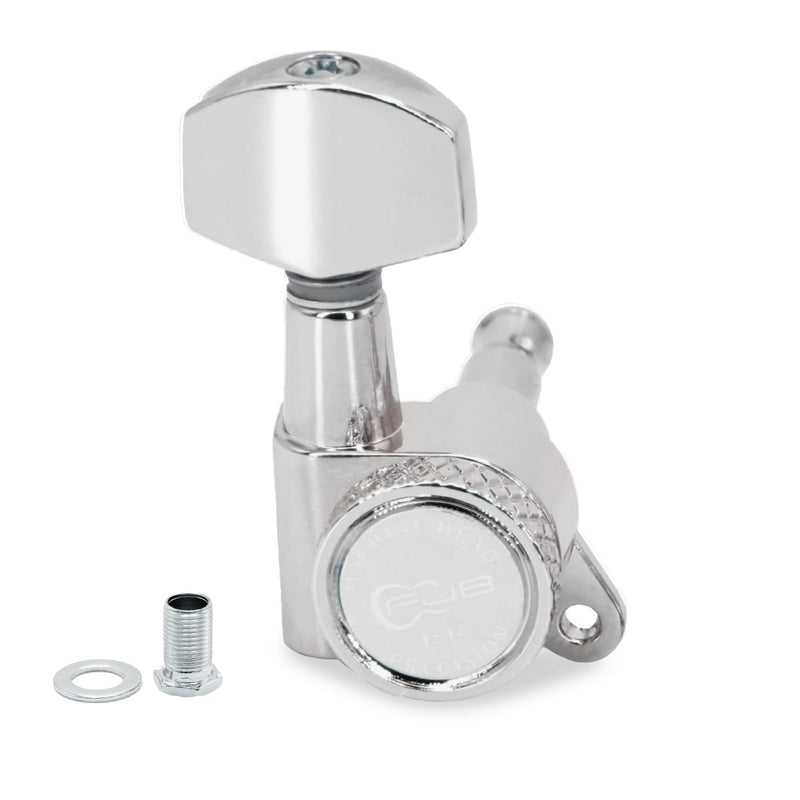 FJB Guitar Locking Tuners 6 Pieces Lock String Tuner Machine Head Square Handle Key Pegs Replacement For Classic Acoustic Elecric Guitar For ST TL LP Style-Chrome 6Right 6 Right Chrome-Locking