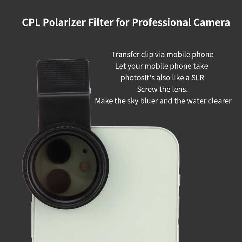 37MM Circular Universal Clip-on Design Portable Polarizer Camera Lens CPL Filter Professional CPL Lens(Black)