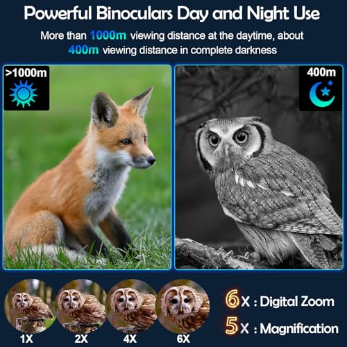 Nightiger Night Vision Binoculars High Resolution 6x5 Excellent Color Optics Built-in 6000mAh Rechargeable Batteries HD Night Vision Goggles with Camera Night Vision Monocular Telescope Binoculars