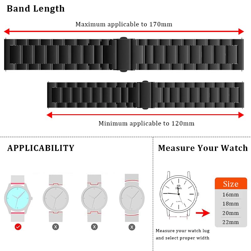 Titanium Quick Release Watch Band 16mm 18mm 20mm 22mm Premium Metal Watch Strap Compatible for Samsung Galaxy Watch 7/6/5/4/3, Garmin Vivoactive 4S/Vivomove 3S/Active S/Venu 2S for Men Women Titanium