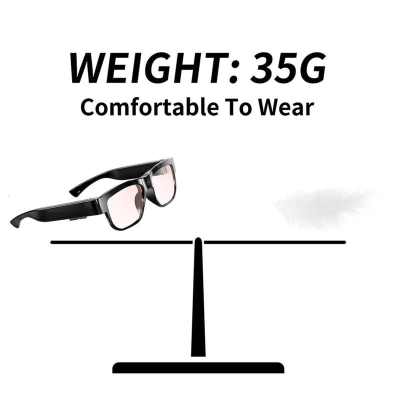 Camera Glasses Smart Video Glasses with Camera Wearable Sports Eye Glasses Outdoor Recording Motorcycle Riding Hiking Built-in 32G Memory