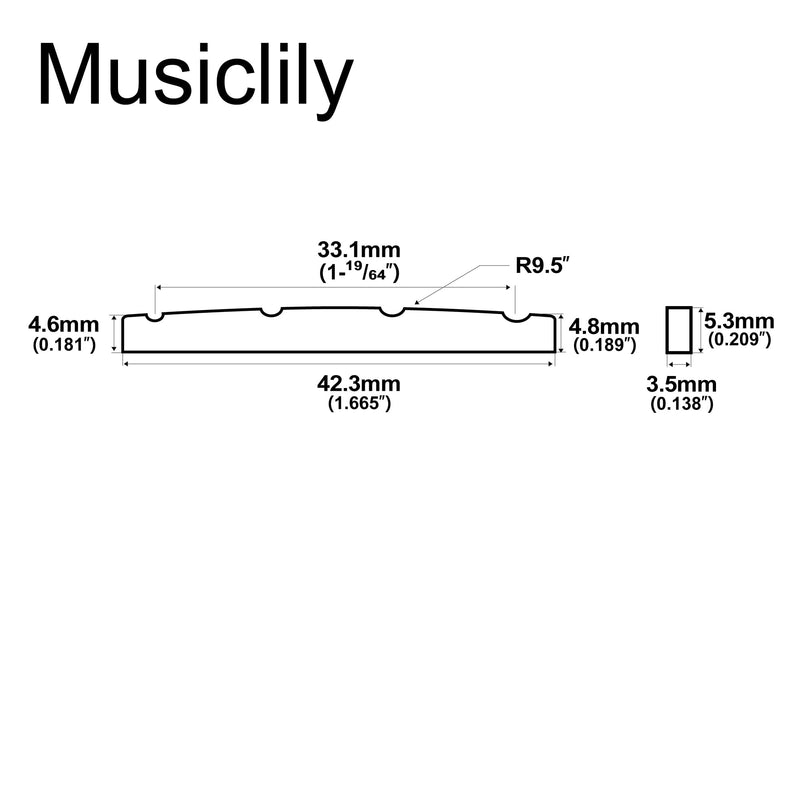 Musiclily Pro Urea Resin Plastic Slotted 42.3mm Precision Bass Nuts Flat Bottom for 4-string P Bass, White (Set of 2)