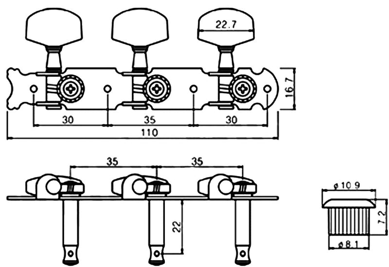 3x3 Guitar Tuning Pegs Guitar Tuners Machine Heads Tuning Keys for Acoustic Classical Guitar Part (Double Hole Tuners)