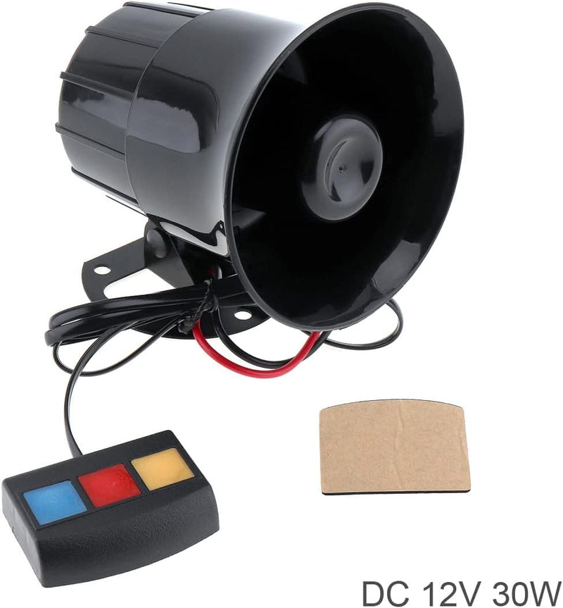 Car Alarm Siren, 12V 30W Car Motorcycle Alarm Warning Siren Horn 3 Sound Loud Speaker for Car/Motorcycle