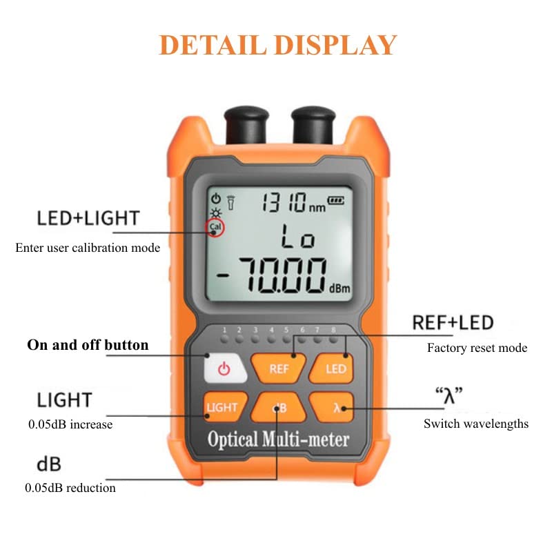 [AUSTRALIA] - Hand-held Optical Fiber Power Meter, Fiber Optic Cable Tester for FC/SC/ST Universal Interface,Optical Multi-Meter with 2mW Visual Fault Locator 