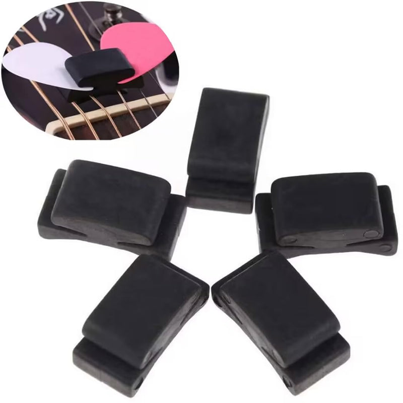 5pcs Rubber Headstock Guitar Pick Holder - Securely Attach Between 3rd & 4th Strings for Guitar, Bass, Ukulele, Banjo and Mandolin