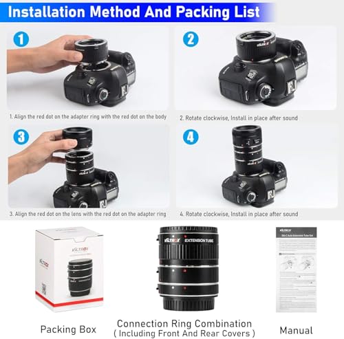 DG-C Auto-Focusing Macro Lens Extension Tube Compatible for Canon EF/EF-S Lens and DSLR Camera 5D 6D 7D 10D 30D 50D 70D 90D 200D 400D 600D 800D 1300D 2000D T7 T6 T5 T4i SL3