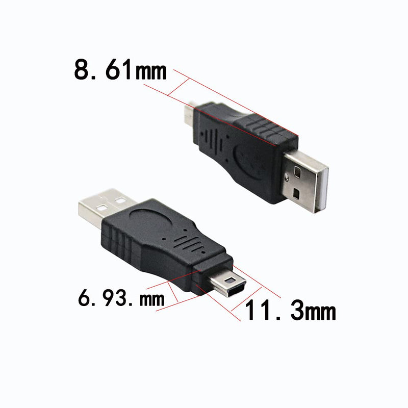 USB 2.0 Type a Plug to Mini USB Male Adapter 3-Pack