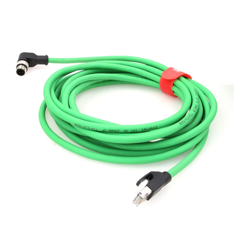 Right Angle M12 4pin D-Code Male to RJ45 Waterproof Ethernet Shielded Cat5E Cable for SMC Ex260 to Ethernet IP Automation Network 5M Elbow 4Pin