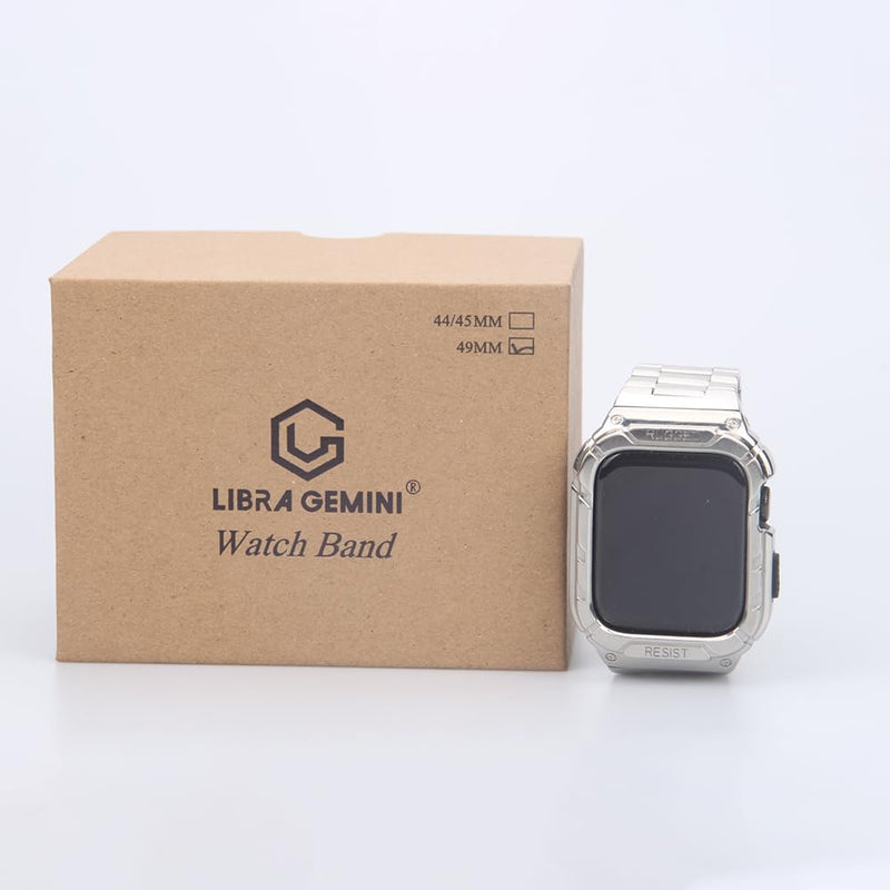 Libra Gemini Compatible for Apple Watch Band 49mm 46mm 45mm 44mm 42mm 41mm 40mm 38mm, Replacement Stainless Steel Metal Band for iWatch Ultra 3 2 1 SE 3 2 1 Series 11 10 9 8 7 6 5 4 3 2 1 Black