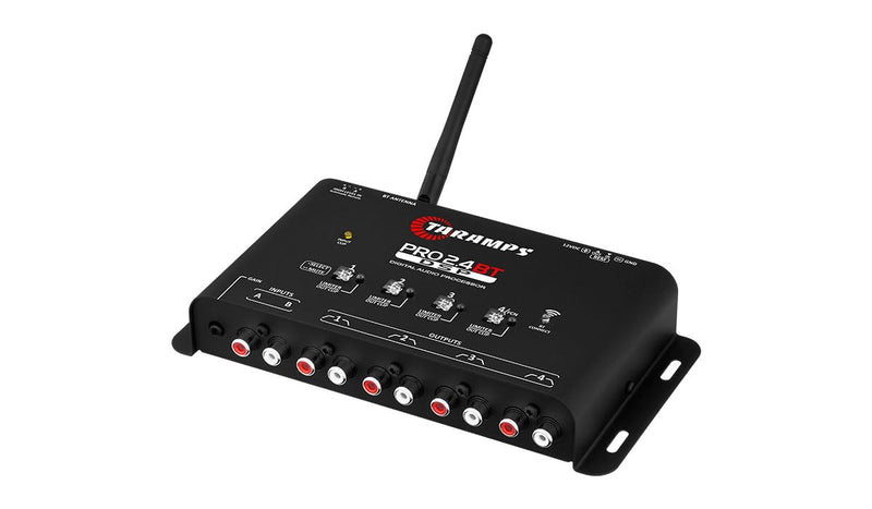 Taramps Pro 2.4 BT Bluetooth DSP Crossover Full, Digital Signal Processor, Car Audio Equalizer with App, Gain up to 9V, 15 Band Graphic Equalization, 12 preset EQ, 2 in and 4 Out, High Level Input