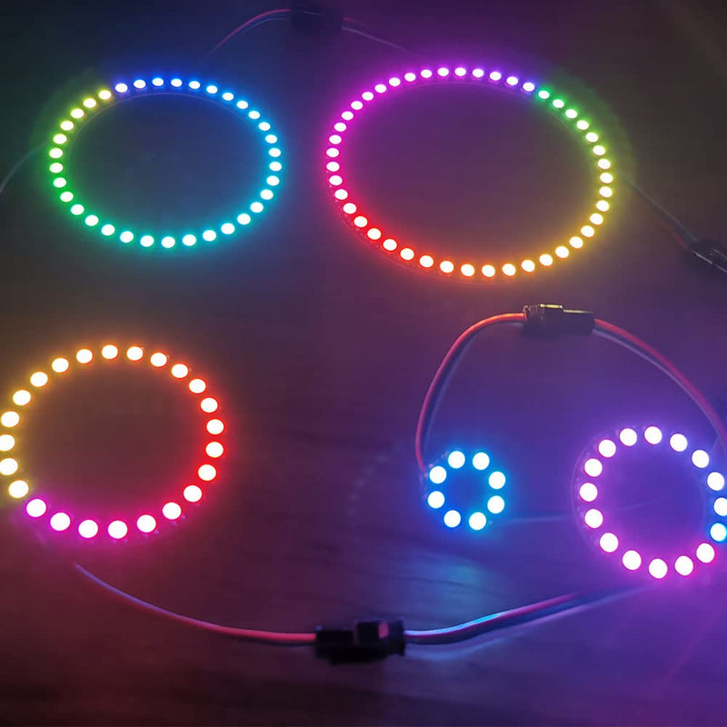 8 Bits WS2812 RGB LED Ring with SM2.54-3P Wire, DC5V WS2812B 5050 Full Color LED with Integrated Drivers Individually Addressable for Arduino Raspberry Pi ESP8266 Nodemcu (Pack of 2pcs)