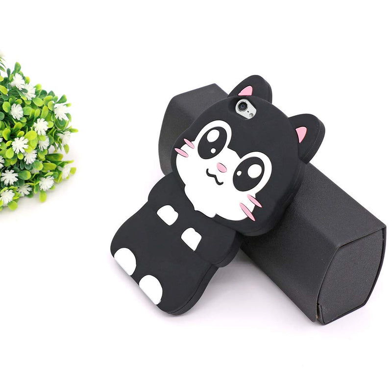 Cute iPod Touch 7 Case, iPod Touch 6 Case, iPod Touch 5 Case, Funny Kawaii 3D Cartoon Big Eye Black Cat Kitty Animals Soft Silicone Shockproof Cases Cover for Kids Child Girls Women Pocket Cat